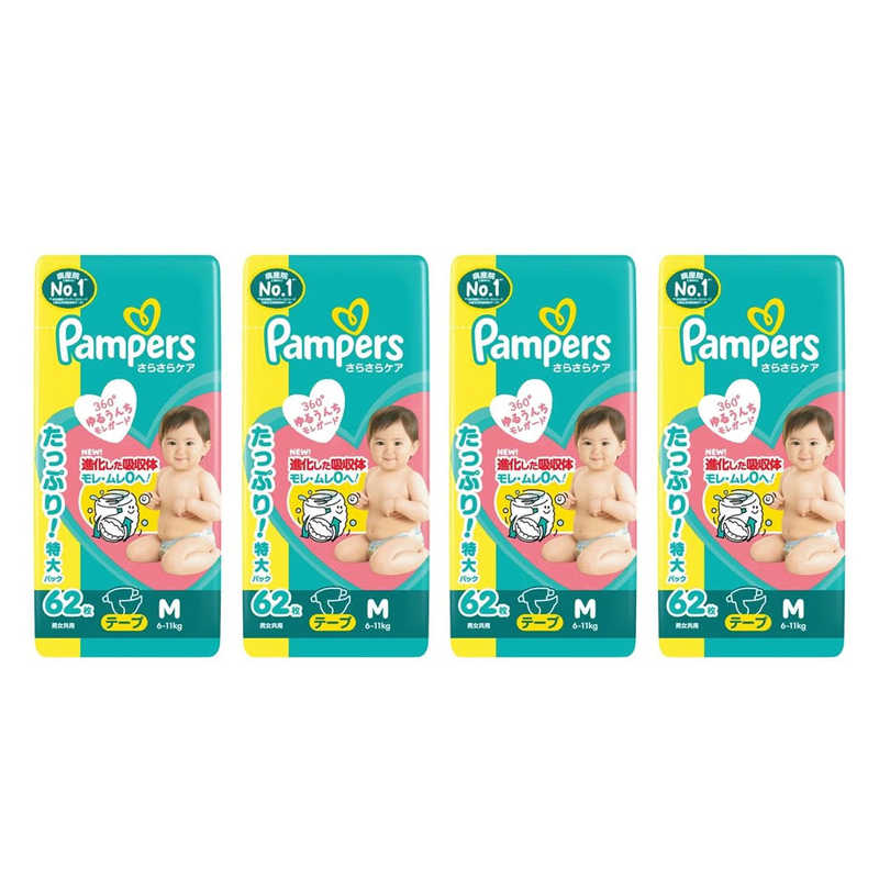P＆G　(ケース販売) パンパース さらさらケア テープ ウルトラジャンボ M(6-11kg) 62枚×4個