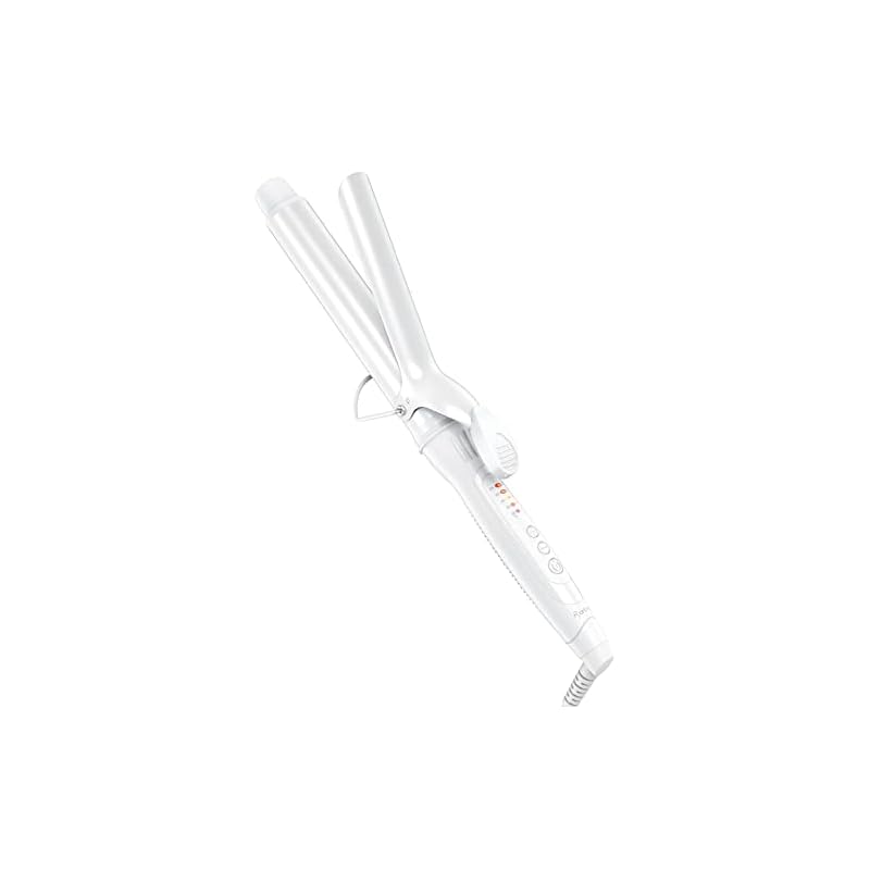 Ryanboo ヘアアイロン カールアイロン コテ 32mm カーリングアイロン 5段階温度調整 プロ仕様 MAX220℃ 海外対応(32mm, ホワイト)