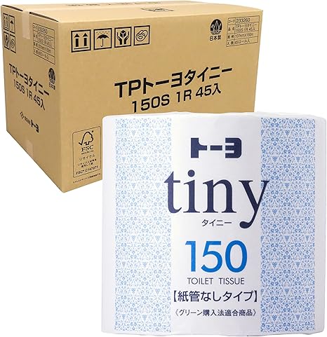 トーヨ 業務用 トイレットペーパー タイニー シングル 個包装 芯なし 再