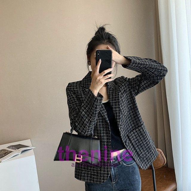 20代 30代 40代 50代 ファッション 女性 秋 レディース 春 ツイード チェック柄ジャケット 襟付き 春秋 長袖 こなれ感 オフィスコーデ