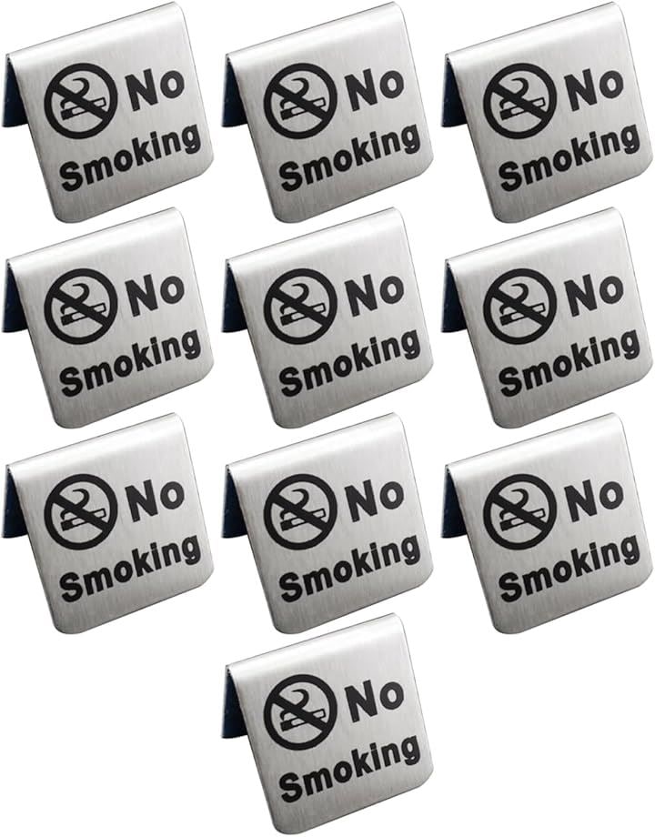 禁煙プレート 10個セット ステンレス 卓上 サインプレート 分煙 No Smoking(シルバー)
