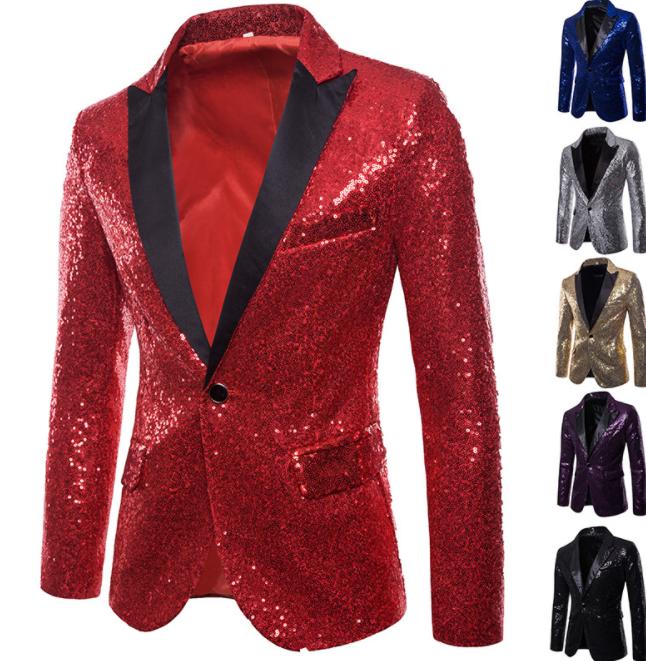 人気SALE メンズスパンコールタキシード　スパンコールスーツジャケット　ジャズDSダンス衣装　舞台ステージウエア　結婚式イベント司会者衣装　スタジオ撮影衣装　演出コート
