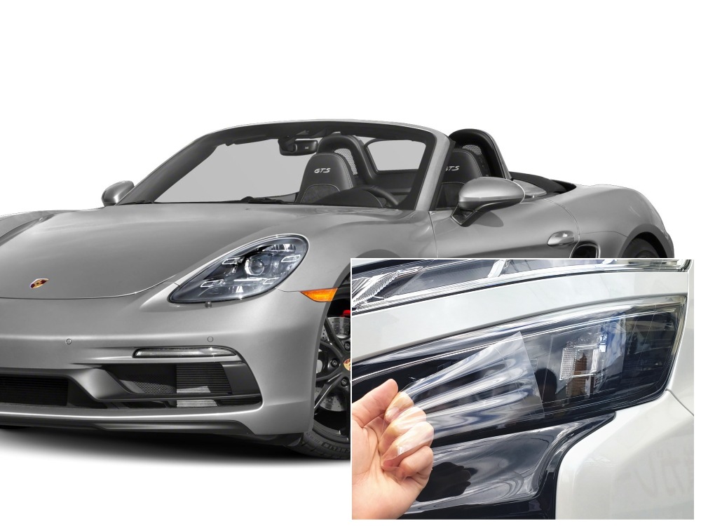 ヘッドライトプロテクションフィルム (ポルシェ用 718　982型) 車種専用 カット済み 左右セット ヘッドライト保護 718 982型 ボクスター ケイマン