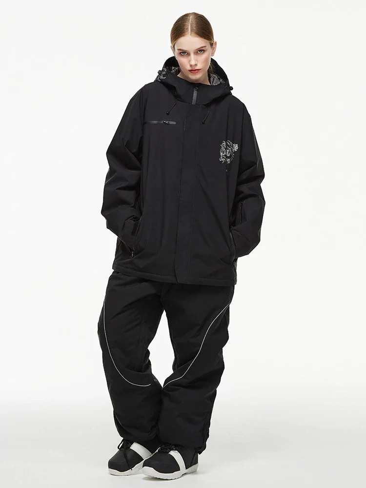 出荷が迅速であるスノーボードウェア 2026 2026 上下セット メンズ レディース ジャケット パーカー パンツ ズボン 光反射ライン 黒 白 黄色 防風 撥水 韓国風 スノボウェア スノーウェア