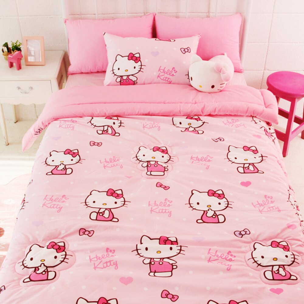 ハローキティチェリッシュポンジ薄綿入布団+枕カバーセット