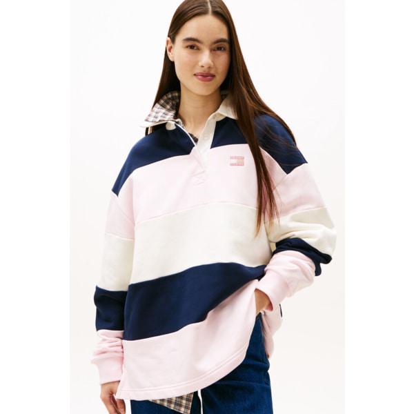 女性バッジストライプ ラグビーTシャツ T32G0TKT10TWT1 TOMMY JEANS