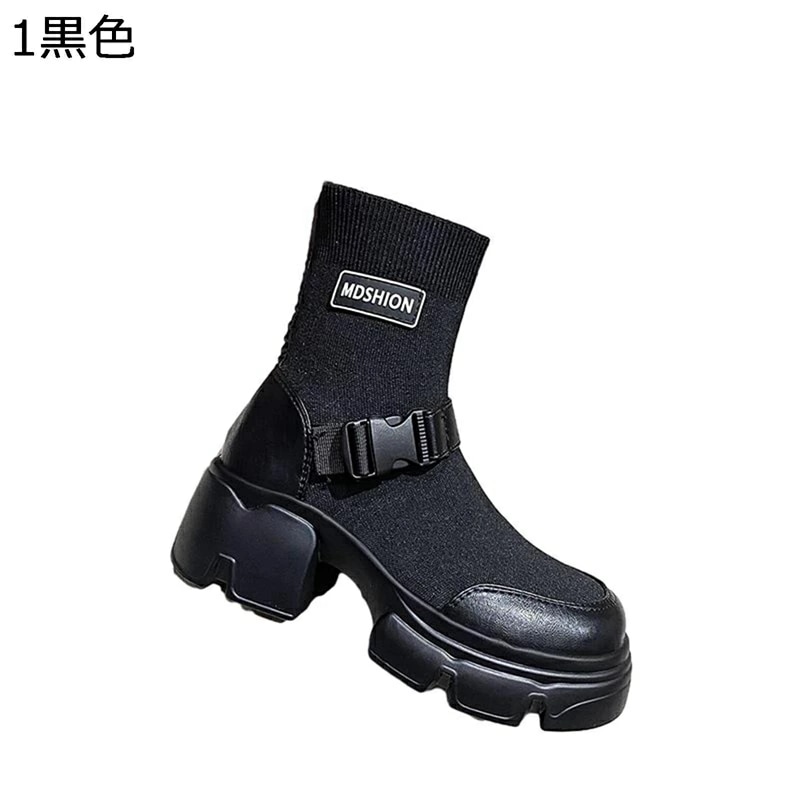 ショートブーツ ソックスブーツ ニット プラットフォーム レディース 走れる 歩きやすい ウォーキング アンクルブーツ やわらか 歩きやすい 女子力 キレイめ 滑り止め 軽便 快適 秋冬