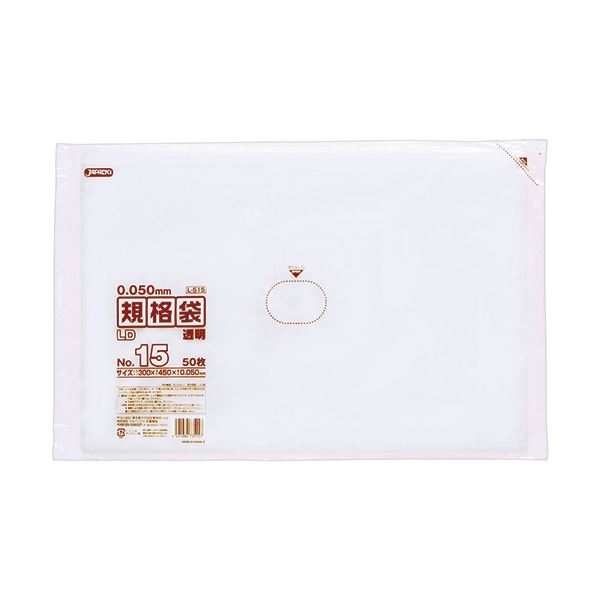 （まとめ） ジャパックス LD規格袋 500シリーズ15号 300×450mm 厚口タイプ L515 1パック（50枚） (×10セット)
