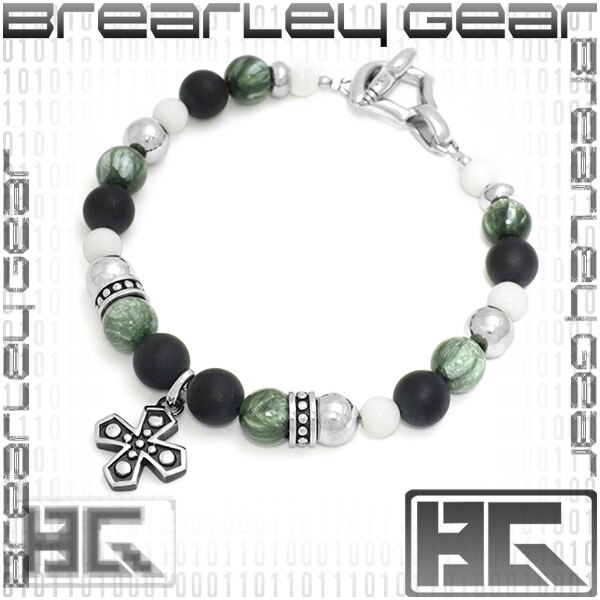Brearley Gear クロス チャーム セラフィナイト ホワイトオニキス ツヤ消しオニキス
