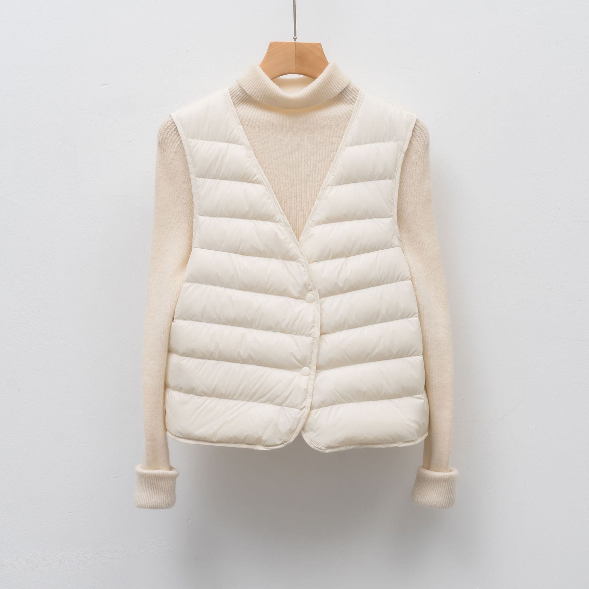 【3日出荷】ハルモニチョッキ レディース グースダウン ベスト 横ライン 秋冬インナー