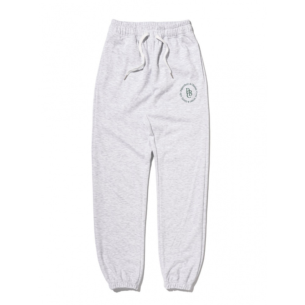 PAPERBOYコージーサークルスウェットパンツホワイトメランジ