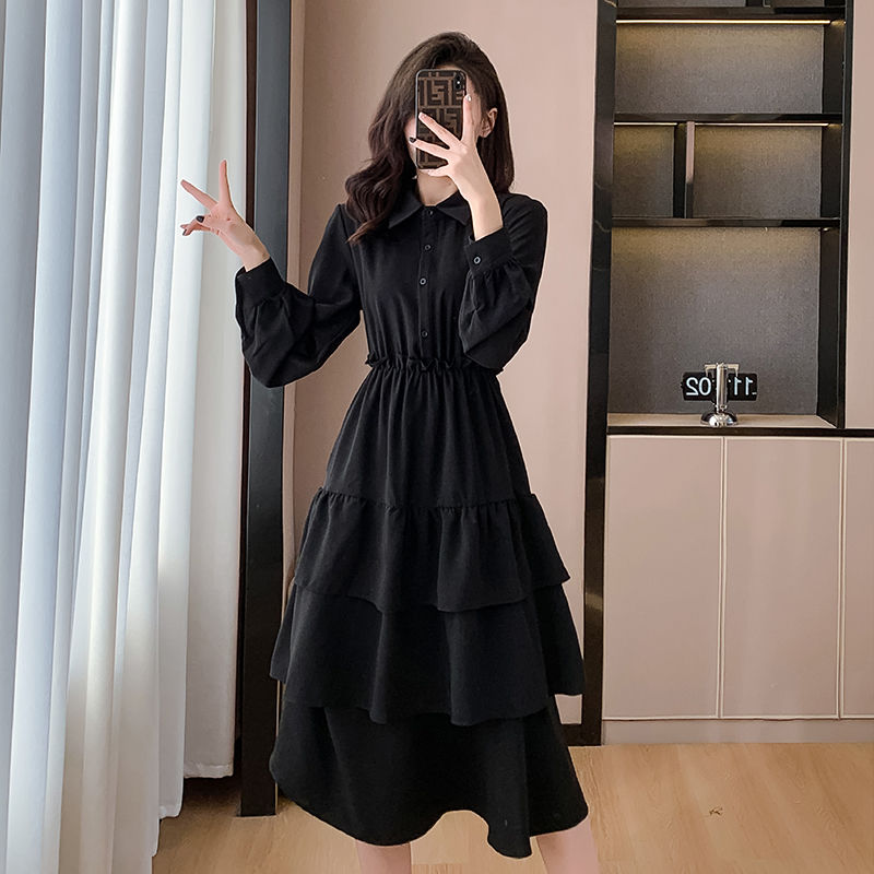 本日の限定商品コート付きスカート 新しいデザインフレンチブラックスキニーシャツドレス 秋のケーキドレス ワンピース 韓国 ワンピース ドレス ロングワンピース シャツワンピースワンピース ドレス ワン 5,305円