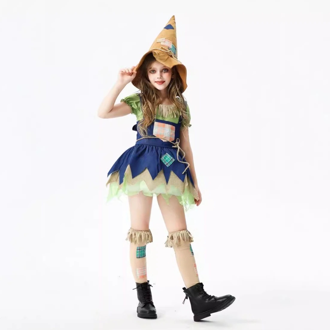 2024 ハロウィン子供衣装かかし牧場ドレスアップガールスカートピエロ魔女ステージパフォーマンス衣装