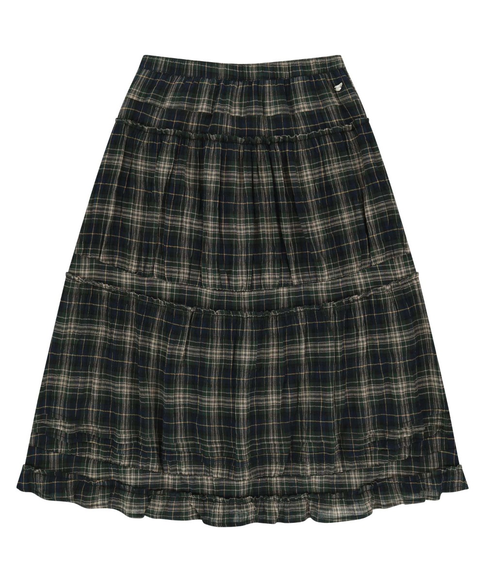 【COYSEIO】 SHIRRING MIDI SKIRT : CHECK