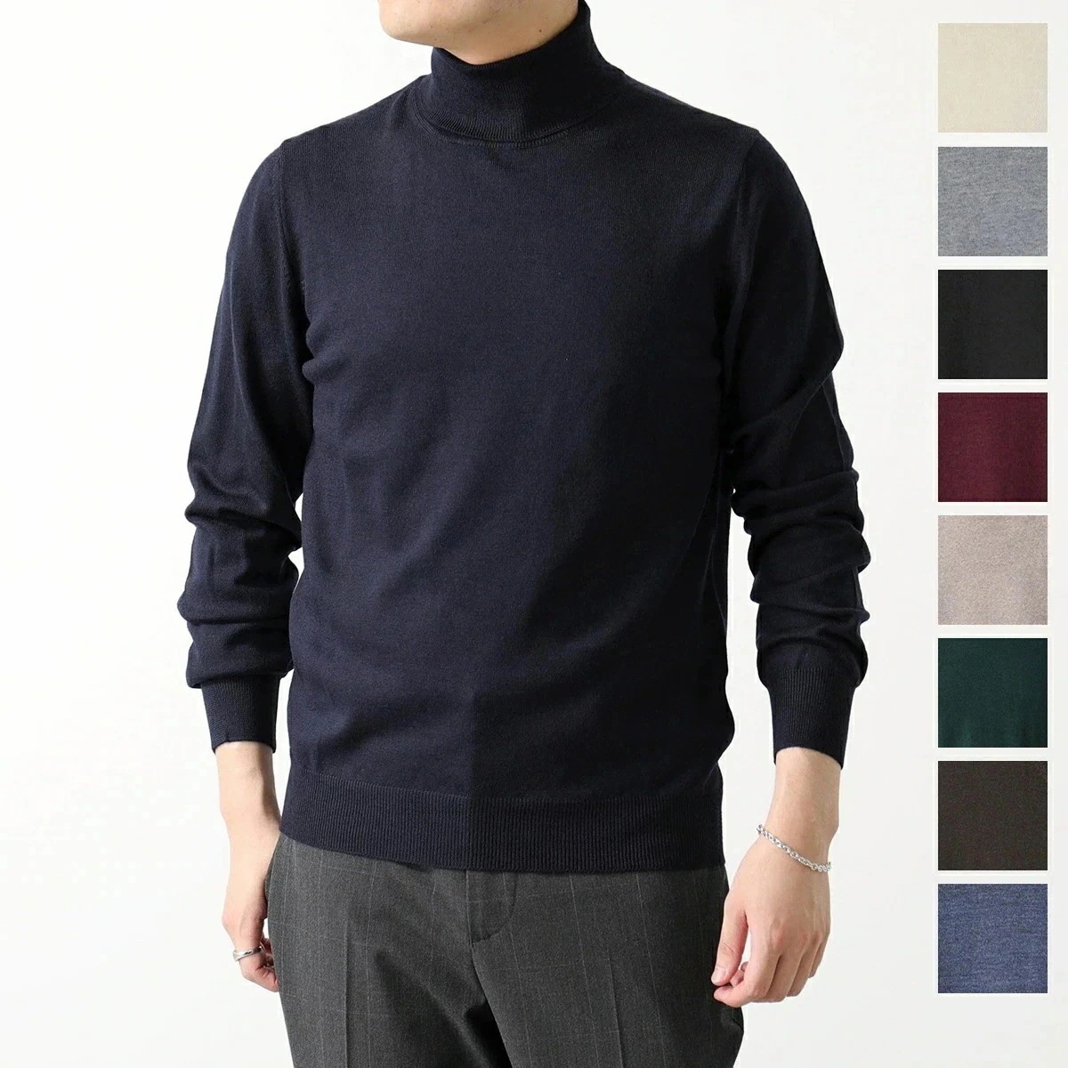 GRAN SASSO グランサッソ 55157 14290 カラー13色 タートルネック ニット 長袖 ハイゲージ 12ゲージ 12G メリノウール 無地 メン