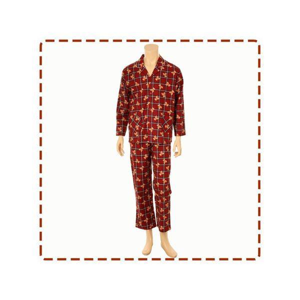 ノーマル綿100テディベアチェック捺染30番手ギャバジン起毛男性パジャマSPA2532M S_P408131511