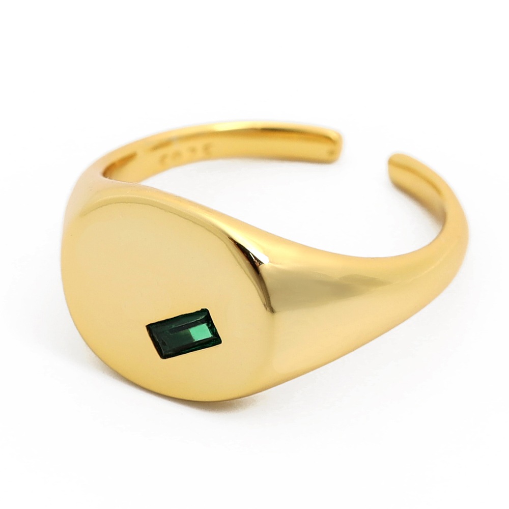 925 印台リング グリーンストーン [cr426]