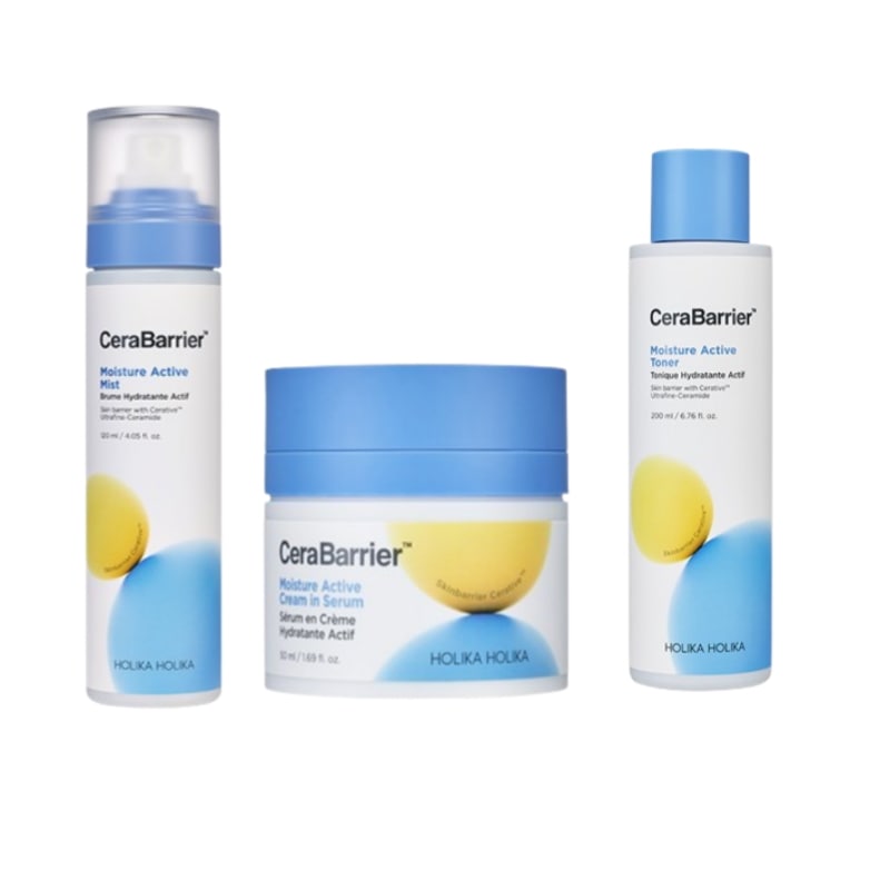 セラバリア モイスチャーアクティブ トナー150ml・ミスト100ml・クリームインセラム50ml 保湿スキンケア3点セット 敏感肌用 弱酸性 乾燥肌 高保湿 韓国コスメ 美容液 化粧水 ミスト