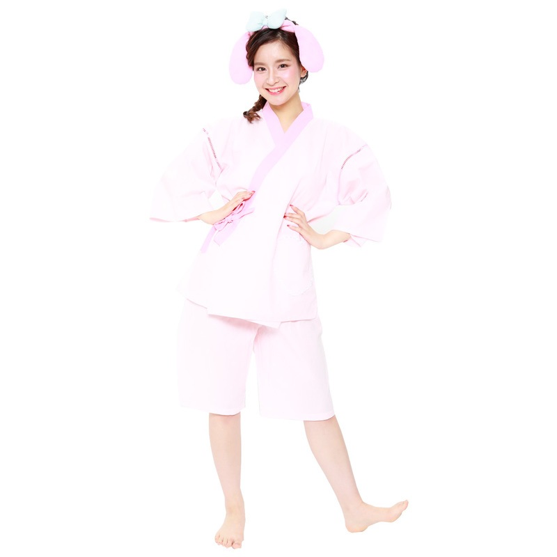 SAZAC(サザック) マイメロなりきり甚平(耳付きねじりハチマキ付き) レディースM～L 【 ファッション レディース 部屋着 ルームウェア 大人用 和服 女性用 和装 じんべい 】