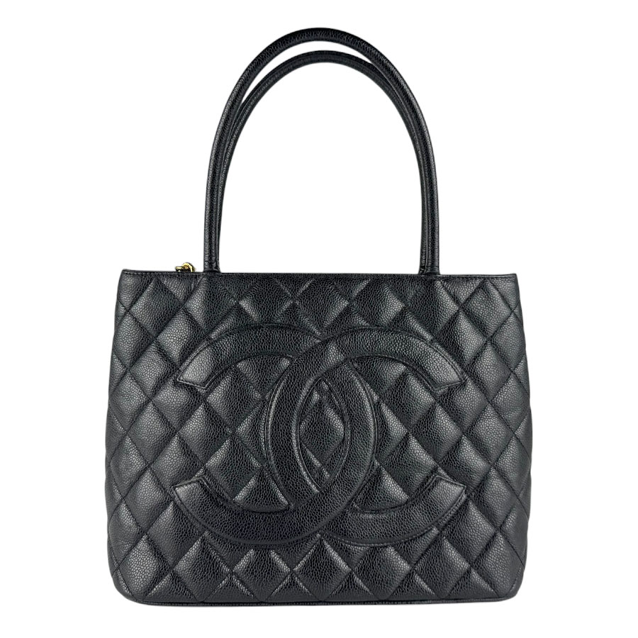 シャネル CHANEL ハンドバッグ 復刻トート キャビアスキンレザー ブラック レディース z9455