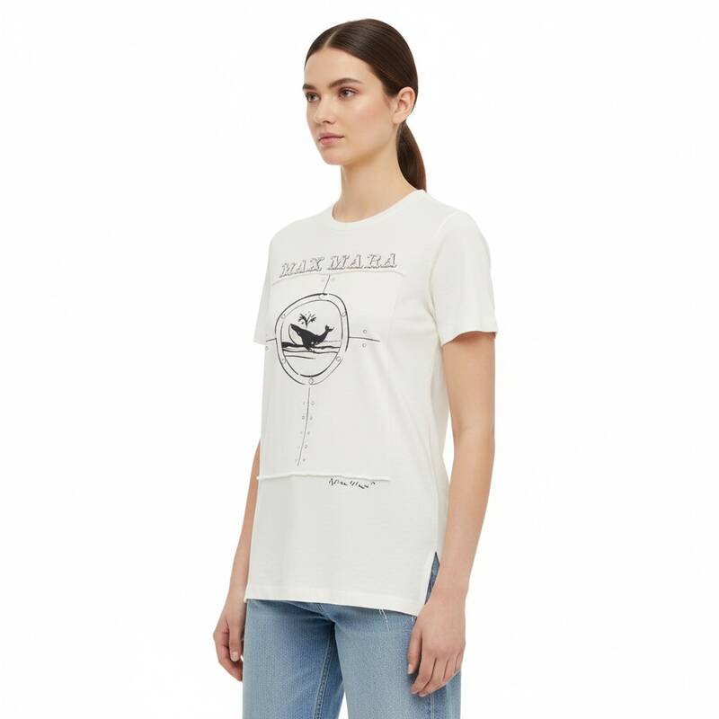 マックスマーラ プリント半袖Tシャツ アイボリー 女性 19461419600 005