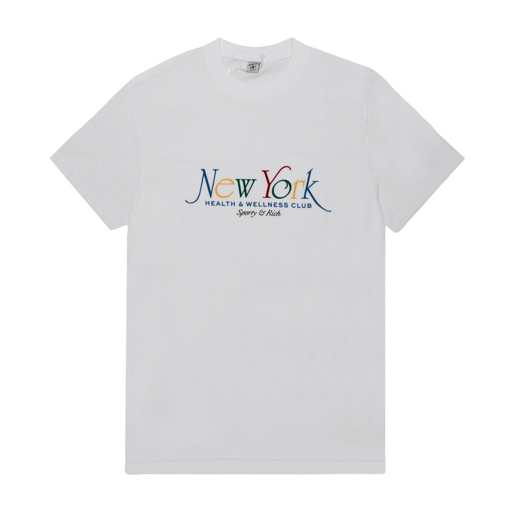 スポーティ＆リッチ 半袖Tシャツ WHITE/RUBY/ALPINE/PARIS BLUE NY 94