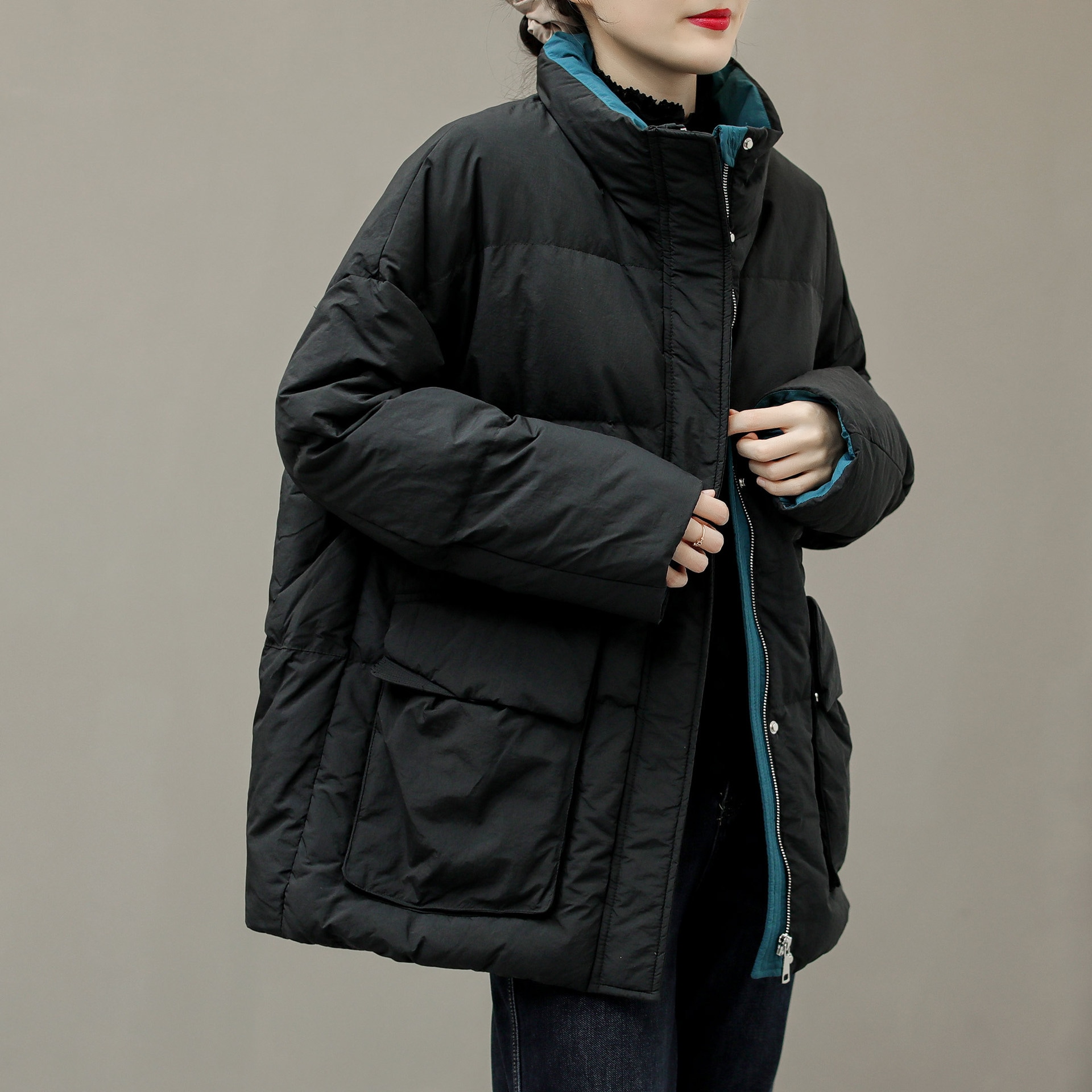 レディースダウンジャケット 2025年冬新作 ミドル丈 ホワイトダックダウン ウエスト痩せ 厚手 暖かい おしゃれ コントラストカラージャケット