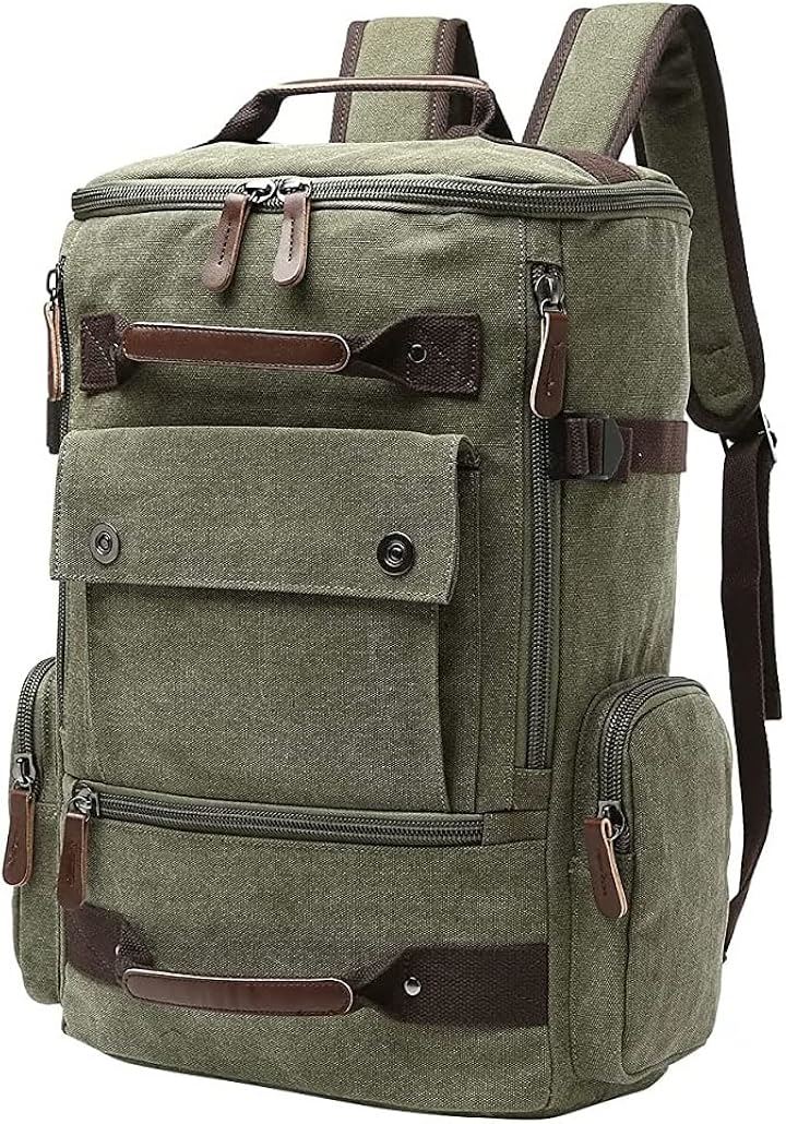 リュック メンズ ビジネスリュック バックパック 帆布 大容量 ヴィンテージ 人気 A4(オリーブ)