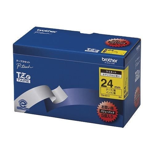 （まとめ買い）ピータッチテープ24mm黄/黒（5個入） TZE-651V 00009849 [x3]