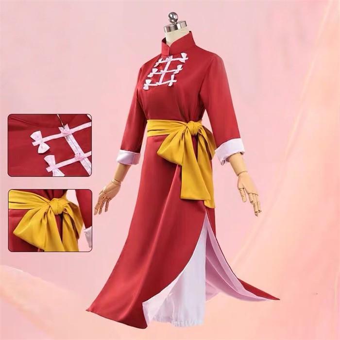 (WJ Fashion)銀魂 神楽 チャイナドレス コスプレ 変装 仮装 コスチューム cosplay ぎんたま 上着 赤 ウィッグ追加可能