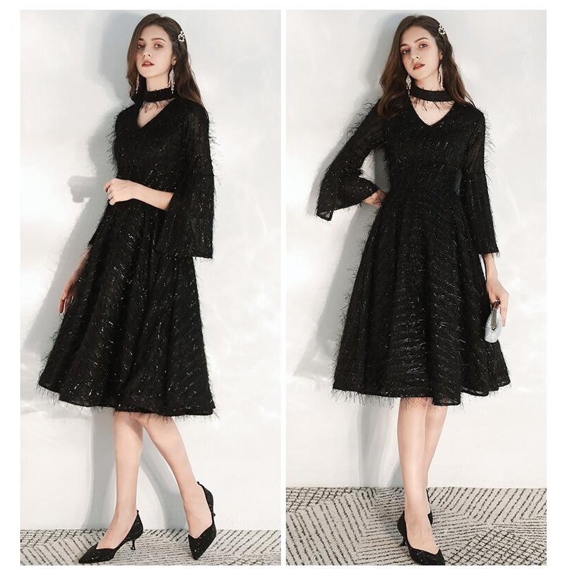 袖あり ミモレドレス パーティードレス 10代 20代 30代 40代 ミディアムワンピース おしゃ