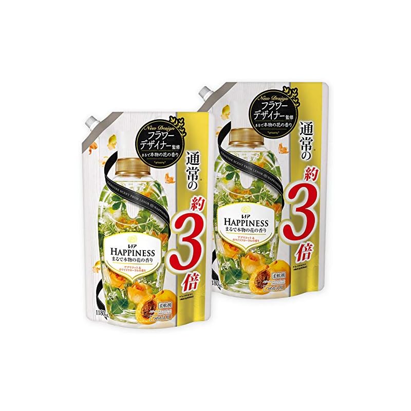 レノア ハピネス 柔軟剤 アプリコット&ホワイトフローラル 詰め替え (約3倍)1180mL2個パック