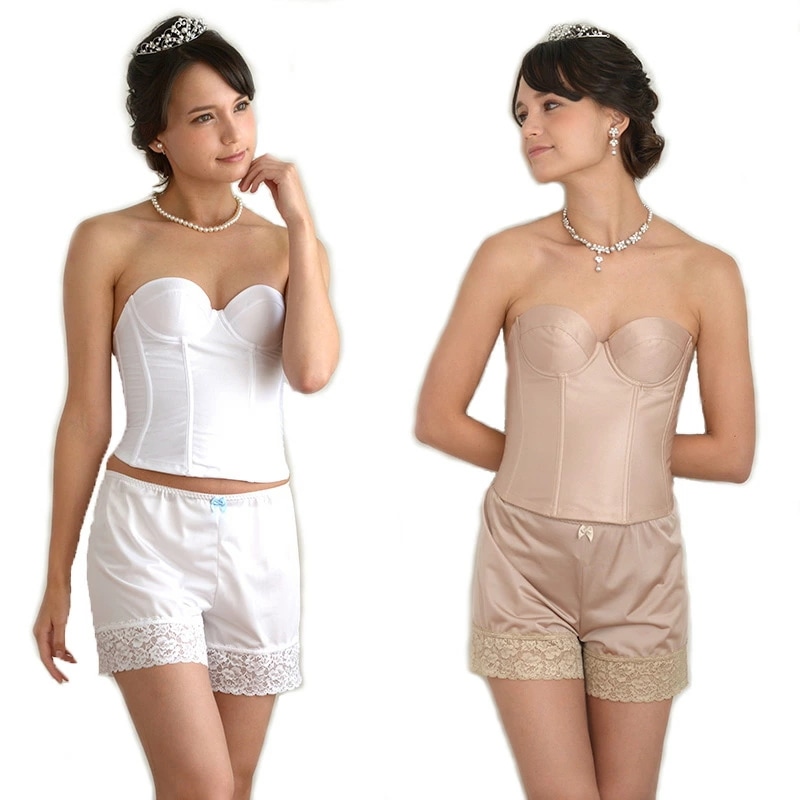 ブライダルインナー 日本製3点セット ロングビスチェ フレアパンツ ペチパンツ