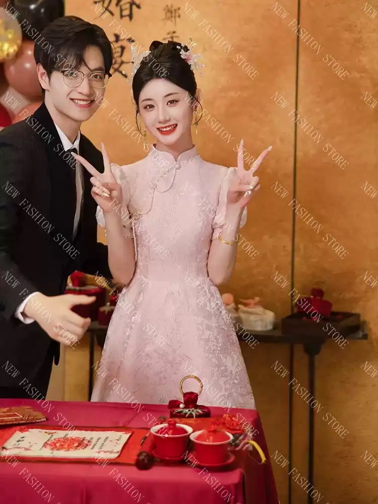 ドレス女性の新しい気質新中式敬酒服-57