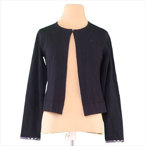 カーディガン 前開き ニット ホース刺繍 160Aサイズ ブラック系 中古