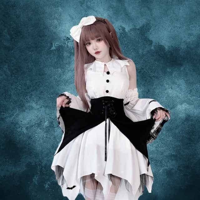 今 短纳期 5点 セットアップ ワンピース ハロウィン 大人 仮装コーデコスム服 衣装 ガーリー 甘め 学園祭 文化祭 ファッション系 レディース セクシー型 ブラックスリーブソフトかわいい89