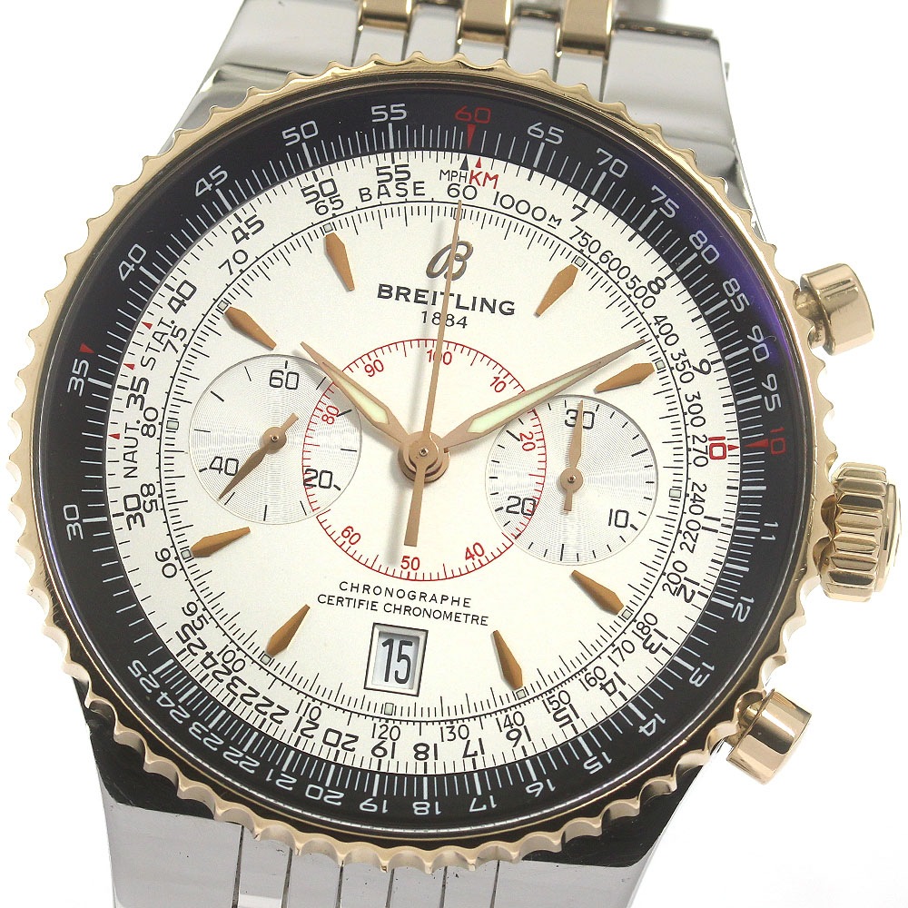 ブライトリング BREITLING A23350 ナビタイマー モンブリラン レジェンド K18PG クロノグラフ 自動巻き メンズ 箱・保証書付き_843508【中古】