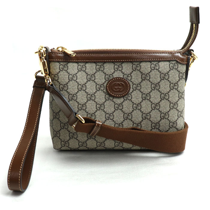 GUCCI グッチ GGスプリーム 2Wayショルダーバッグ ベージュ＆エボニー ブラウン 760021 92THG 8563 レディース 中古 美品