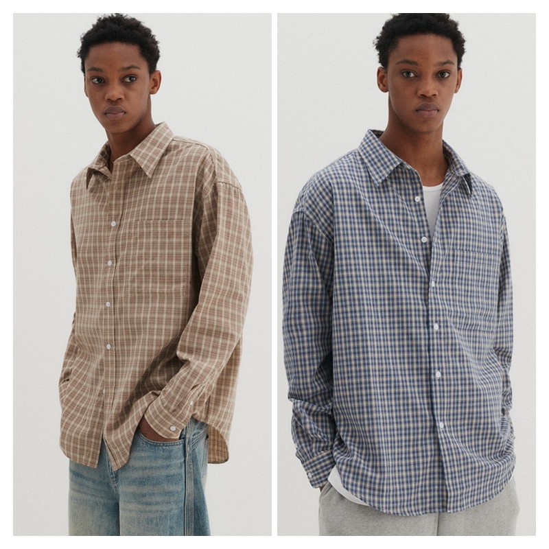 【DNSR】 ESSENTIAL SMALL CHECK SHIRT : 2COLORS