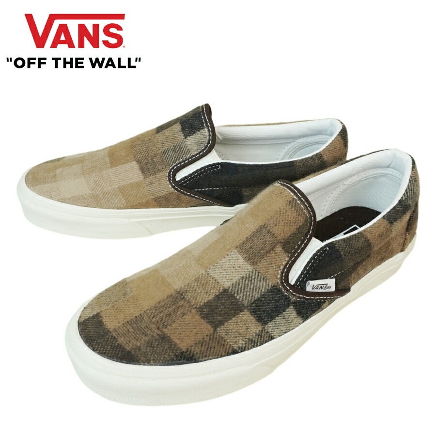 VANS スニーカーVANS ヴァンズ バンズ【箱なし】CLASSIC SLIP ON スリッポン スリップオンSWEATER CHECK BROWN セーター