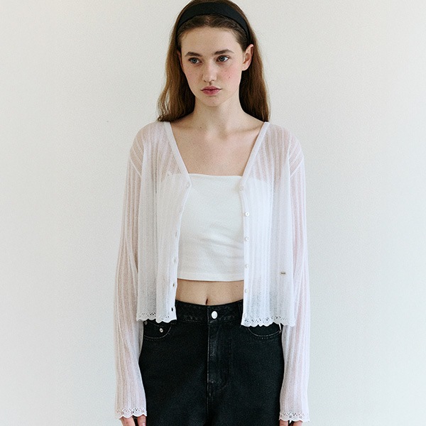 LACE DETAIL CARDIGAN WHITE