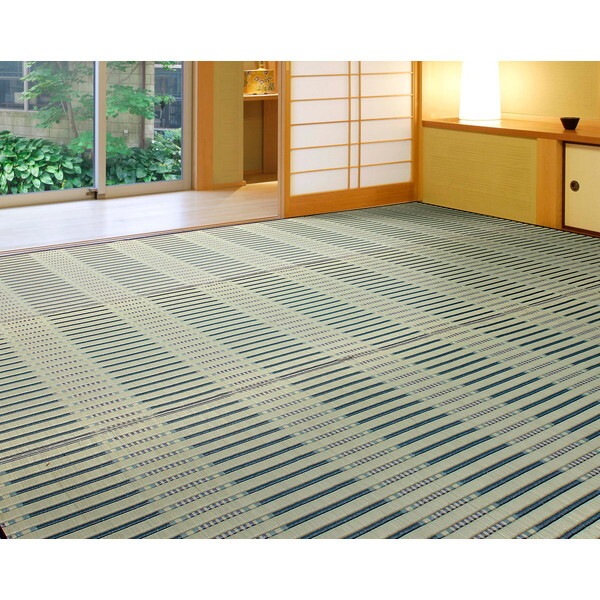 81832345 掛川織 い草カーペット 津弥(つや) 江戸間4.5畳 261×261 ブルー メーカー直送