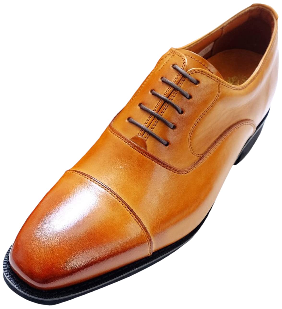 KITAJIMA(北嶋製靴工業所) メンズ 6cmアップ ビジネスシューズ 革靴 本革 ストレートチップ 内羽根 プレーン 紐 レースアップ 日本製 冠婚葬祭 フォーマル メンズ 1301シークレット