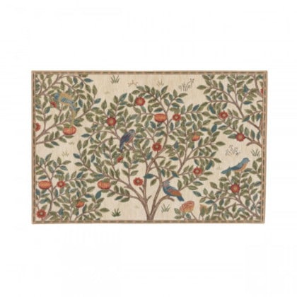 川島織物セルコン Morris Design Studio ケルムスコットツリー マット 約60×90cm FH1711A I アイボリー