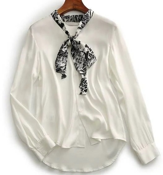 個性的 ス ストレート リボン きいサイズ 着やせ エレガント Vネック 2XL 普段使い 20代 前開き シャツ オフィス 高級感 ミディアム丈 30代 人 夏 こなれ感 白 長袖 ボタン きれいめ