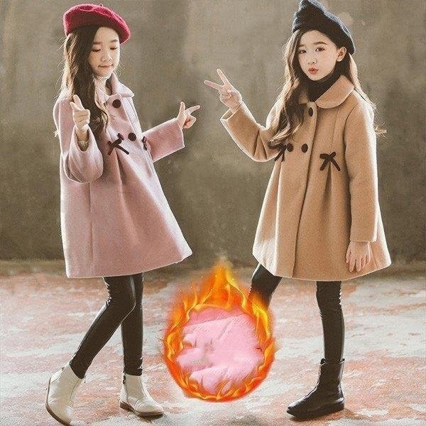 2色子供服 服 女の子 コート ロングコート 裏起毛 リボン コート女児 アウター 通学 厚手