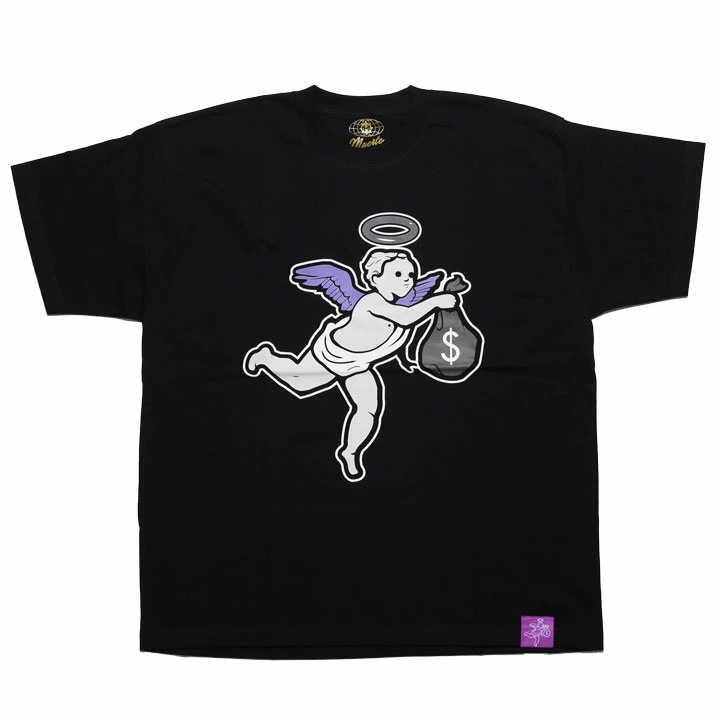 HASTA MUERTE Tシャツ 半袖 メンズ 春夏用 黒 大きいサイズ ハスタ ムエルテ シンプル ブランドロゴ 天使 エンジェル ビッグシルエット アメカジ