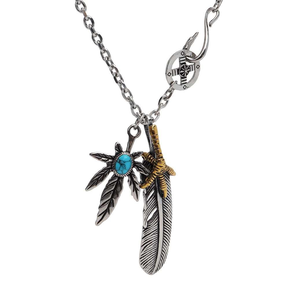 ステンレス フェザーネックレス [ct073]