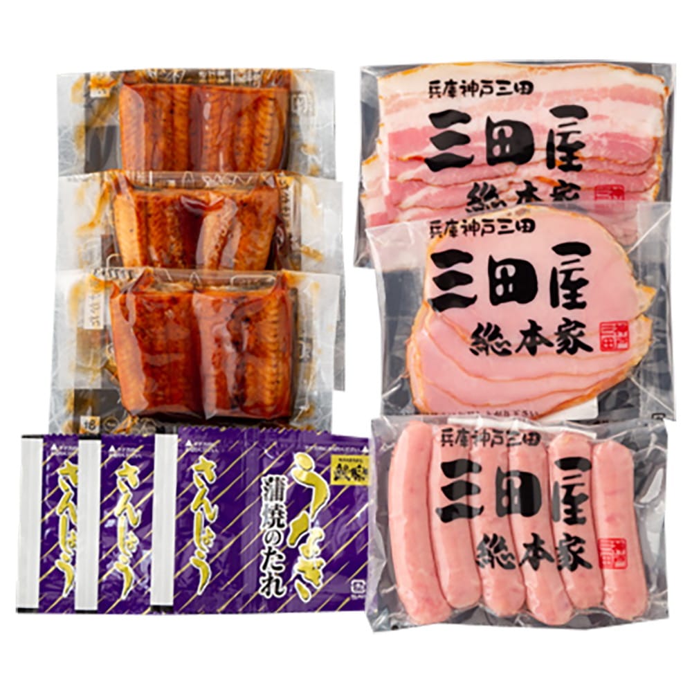 鰻楽 うなぎ蒲焼 ＆ 三田屋総本家 ハム 詰合せ 7945-100 0130682