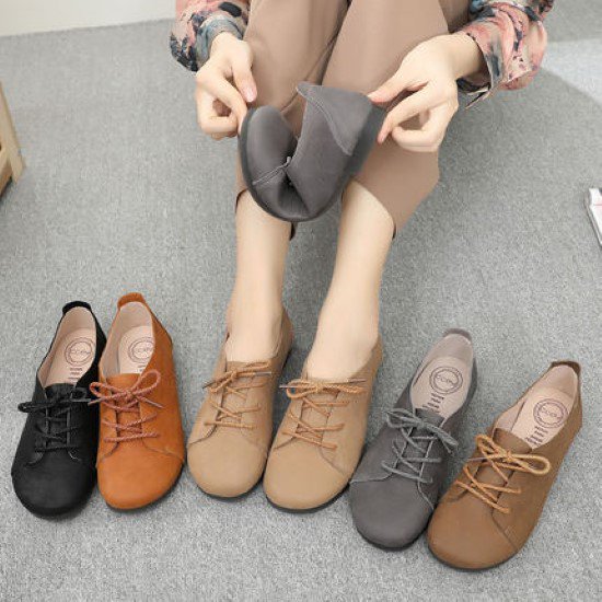 【取寄：納期2週間】ローファー レディース 靴 シューズ レザーシューズ レースアップ カジュアル お出掛け おしゃれ ローヒール ラウンドトゥ 歩きやすい 疲れにくい 紐靴 履きやすい